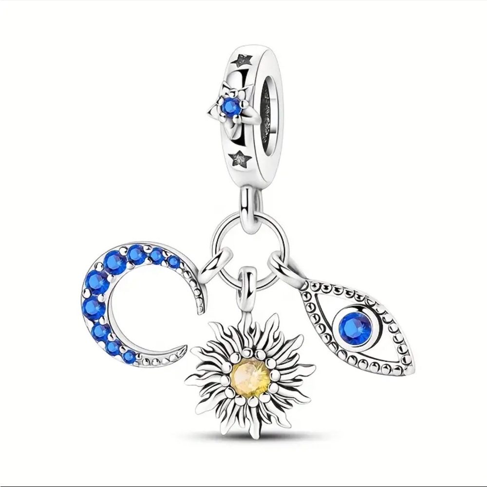 925 Sun Moon & Evil Eye Bracelet Charm For Bracelets-NEW